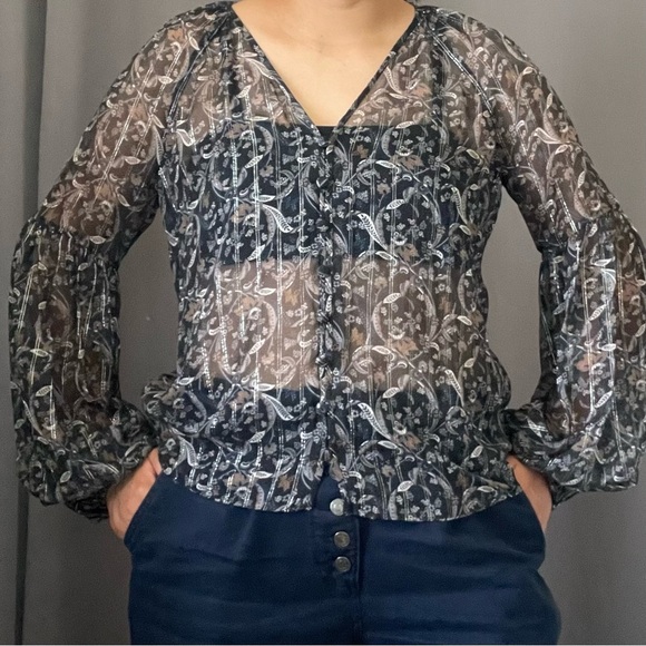 VERONICA BEARD Sheer Top Blouse Size 2 - Picture 1 of 5